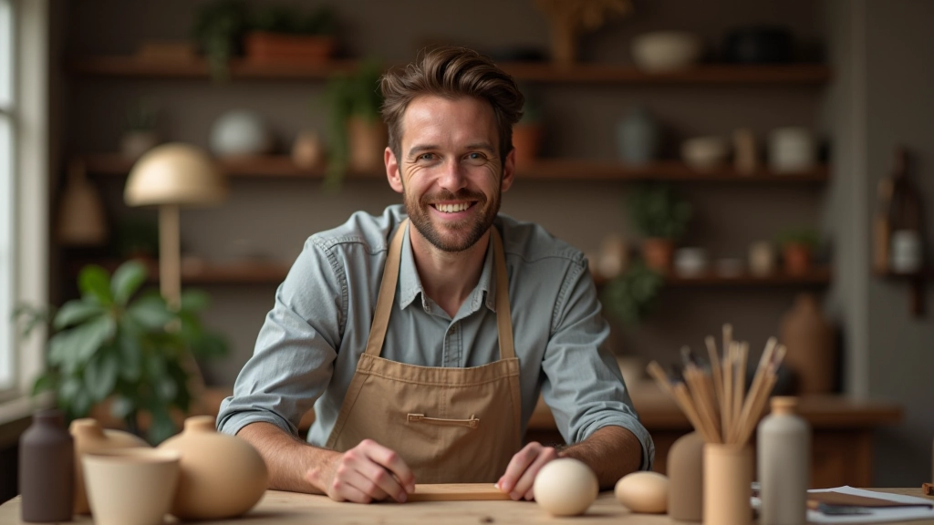 Artisan photographiant ses créations artisanales faites main pour les vendre en ligne