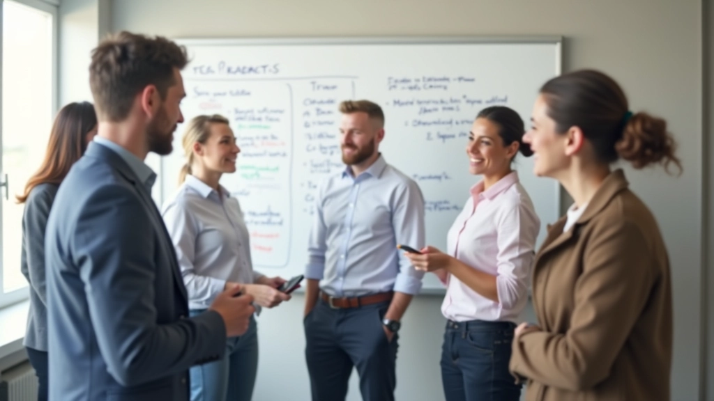 Équipe en réunion de brainstorming collaboratif avec idées et stratégies affichées sur tableau blanc