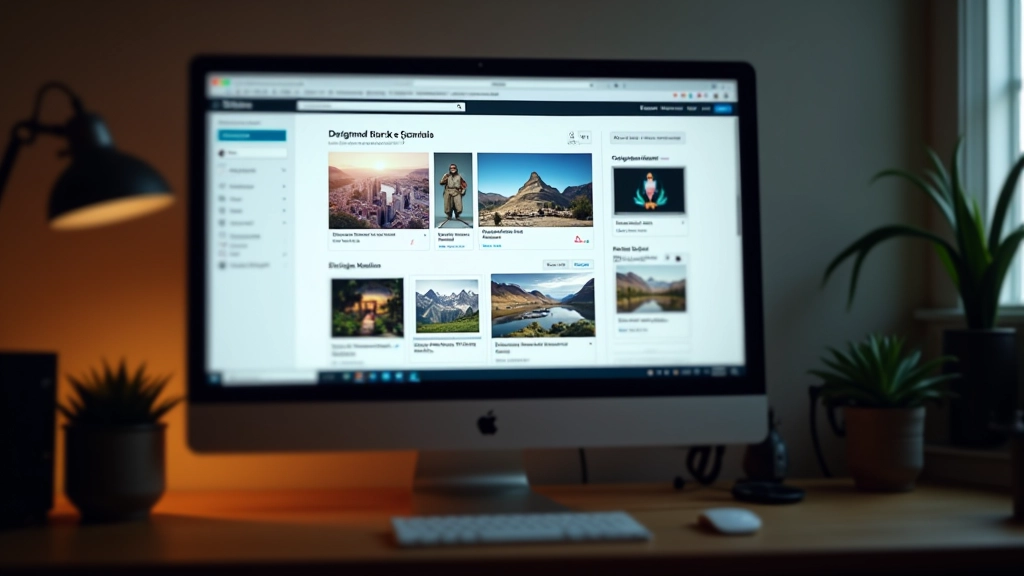 Portfolio numérique affichant plusieurs projets de conception graphique sur un écran de grande taille