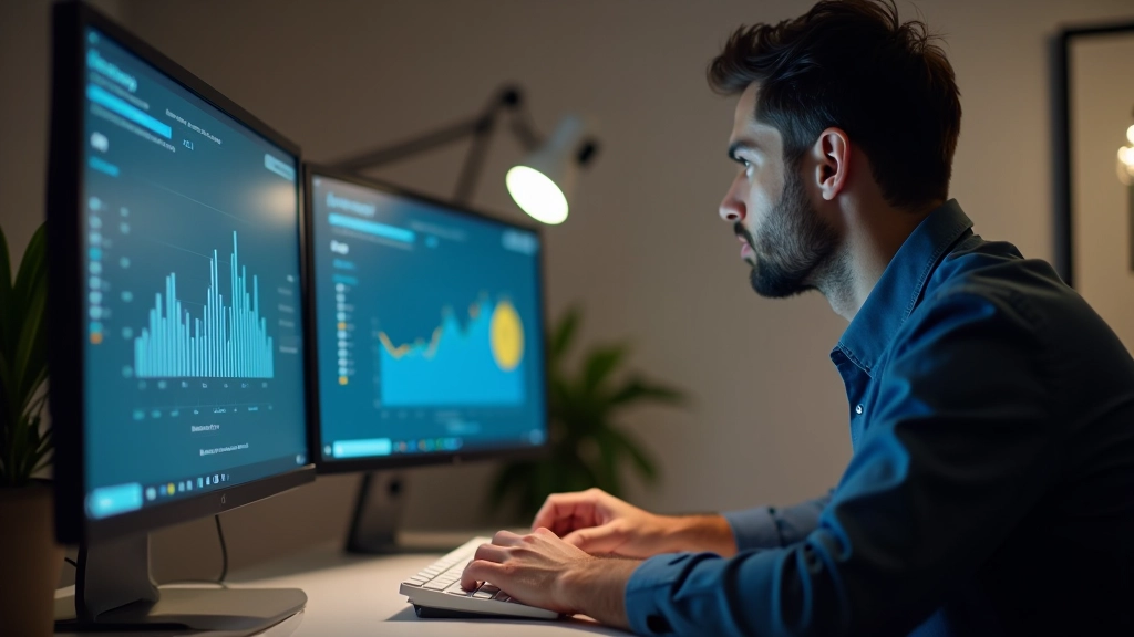 Professionnel examinant des métriques et statistiques de performance sur un tableau de bord