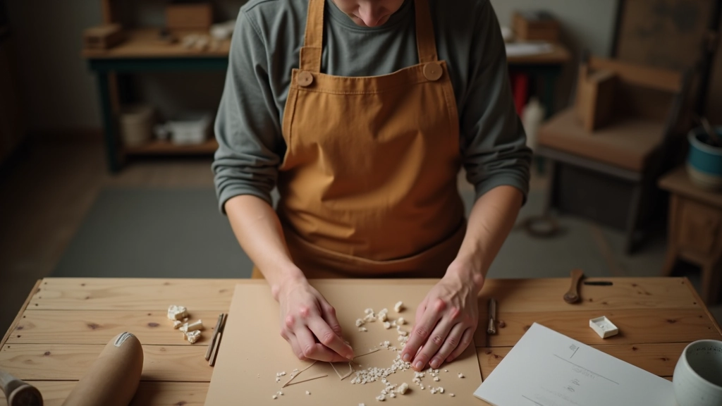 Artisan créatif travaillant à la confection d'un produit fait main dans un atelier