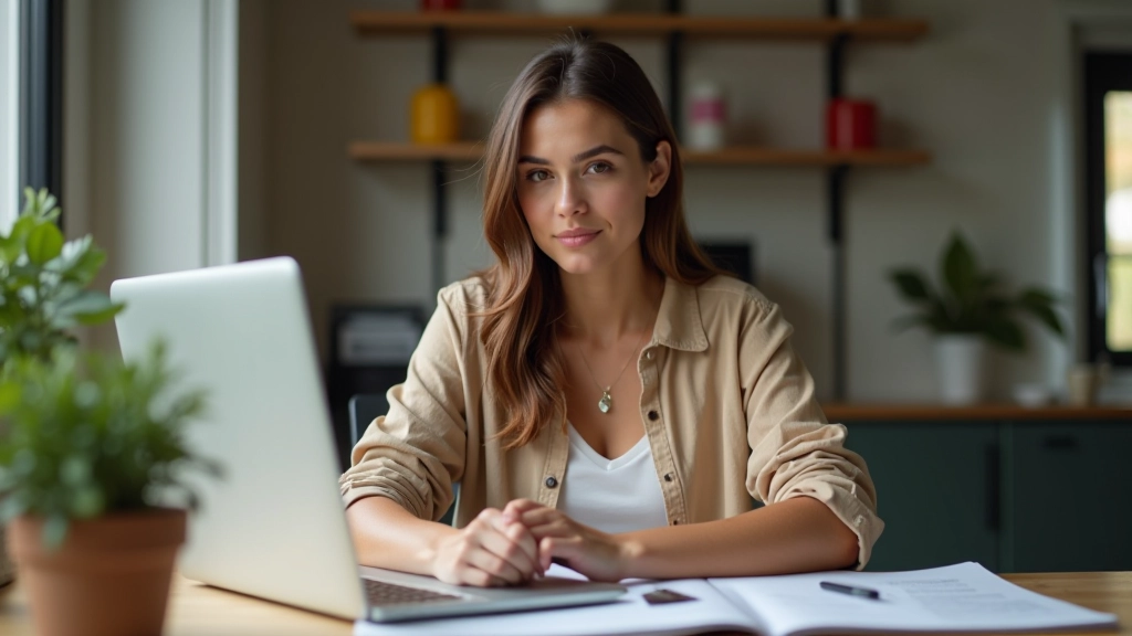Personne travaillant sur un projet créatif avec portfolio et exemple de travaux affichés sur écran